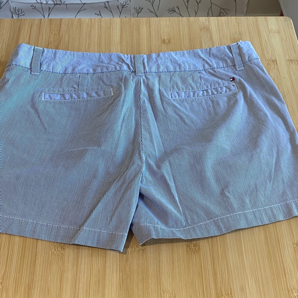 Tommy Hilfiger Blue and White Striped Seersucker Shorts - Picture 2 of 3